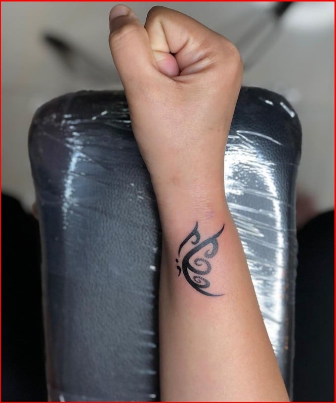 butterfly semicolon tattoo