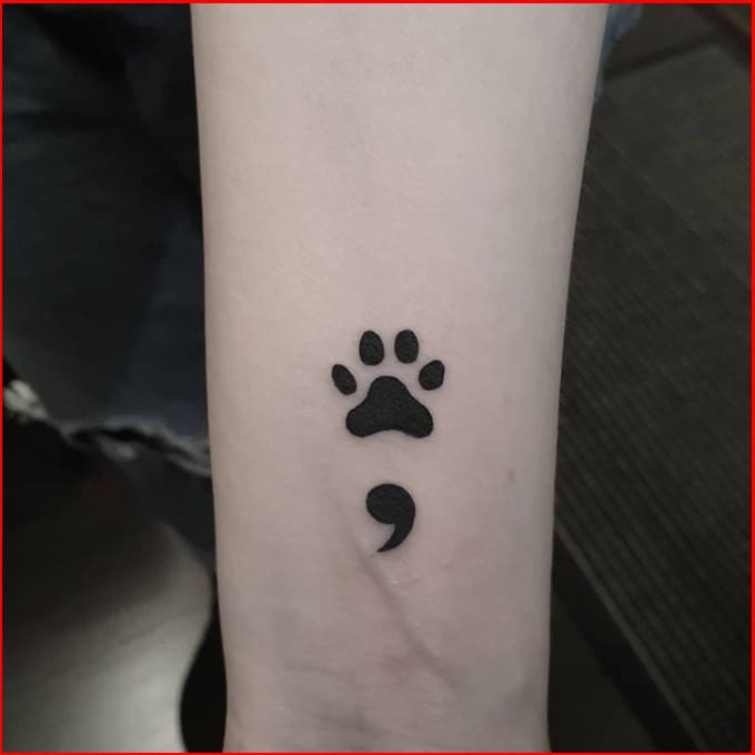 dog paw semicolon tattoo