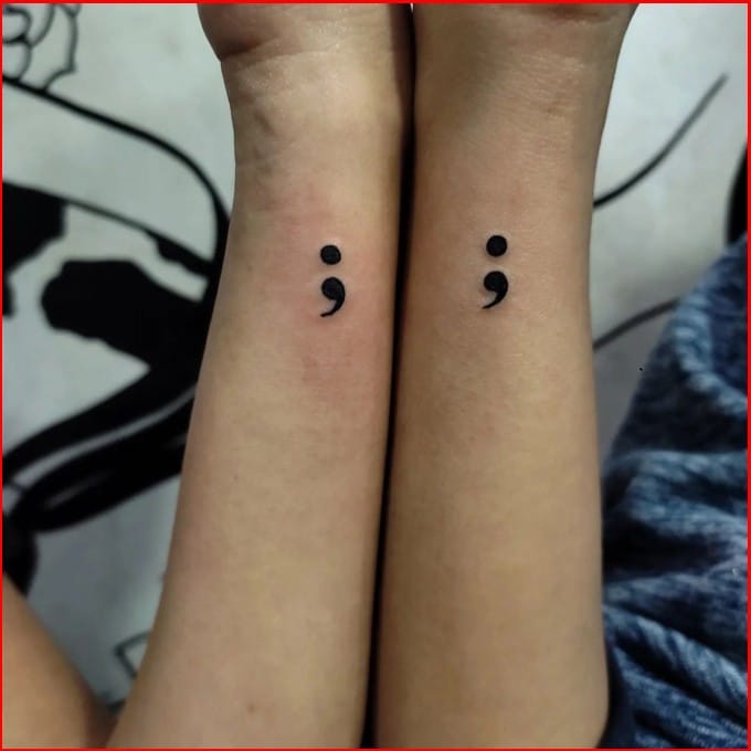 semicolon tattoo ideas for couples
