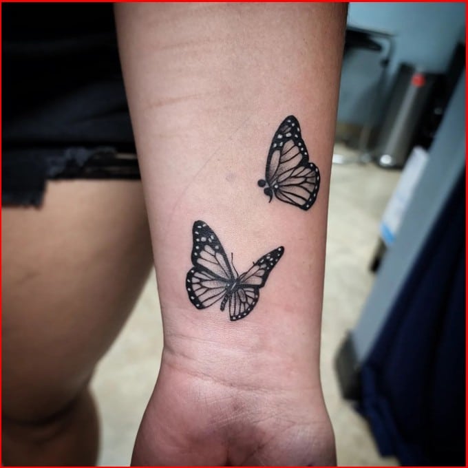 semicolon butterfly tattoo