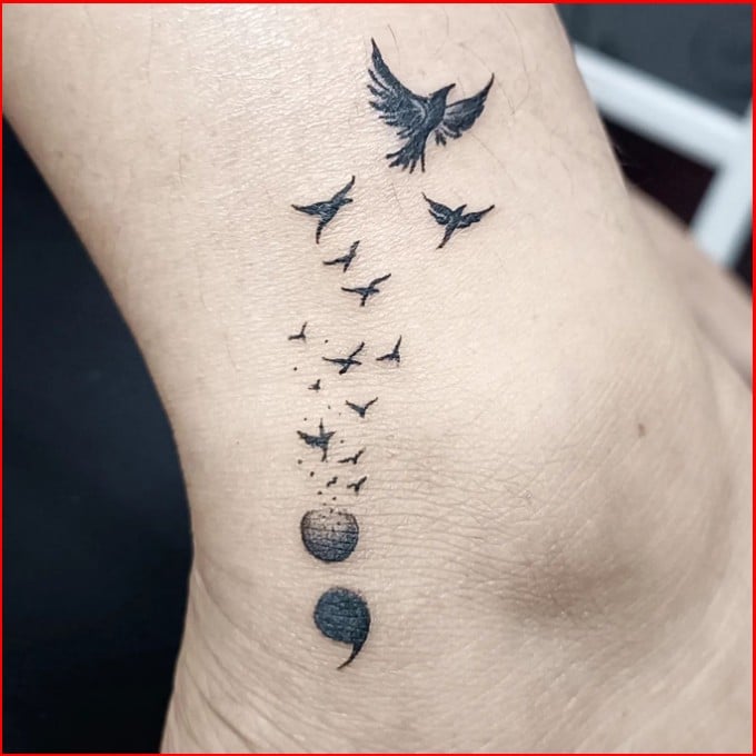 bird semicolon tattoo