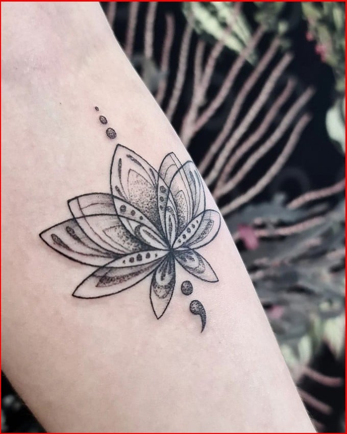 lotus flower semicolon tattoo meaning