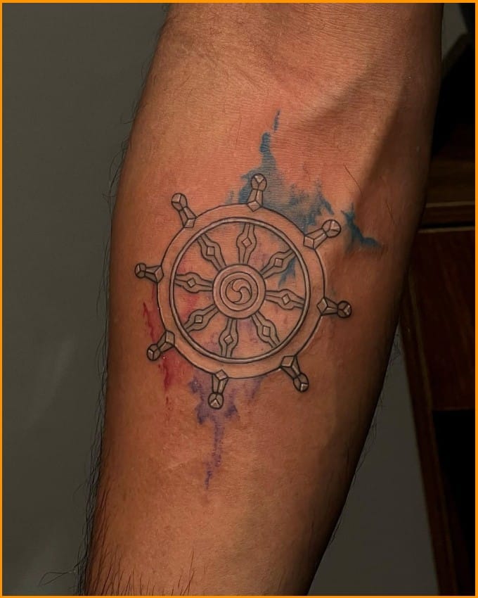 Dharma chakra spiritual tattoos