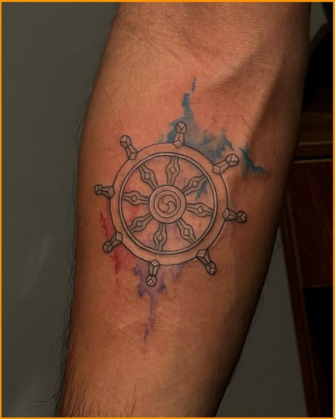 Dharma chakra spiritual tattoos 