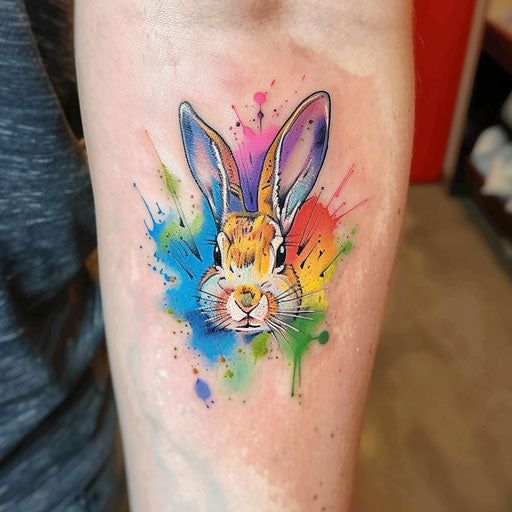Watercolor Rabbit Tattoos