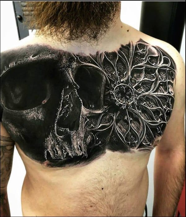 skull tattoos chest