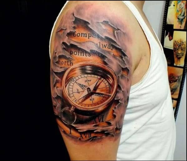 3d compass tattoos