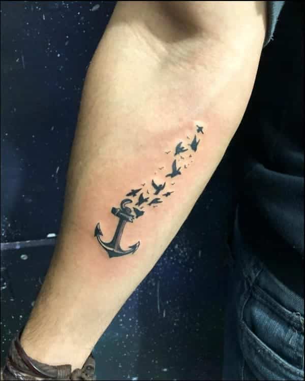 anchor with bird tattoos