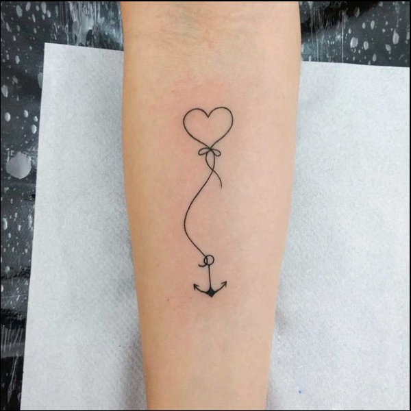 simple anchor tattoo with heart tattoos