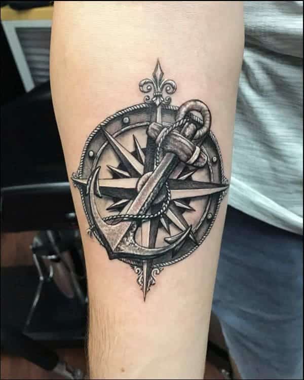 anchor tattoo with wheel