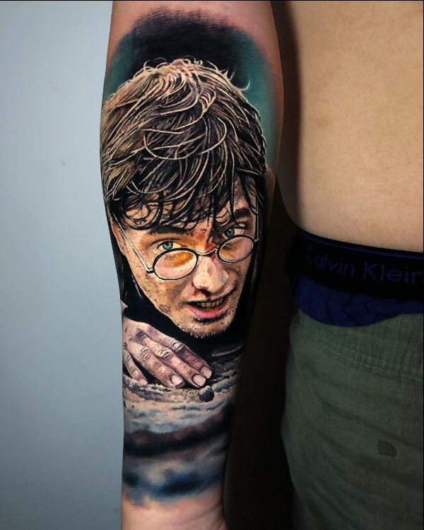 harry potter realistic arm tattoos