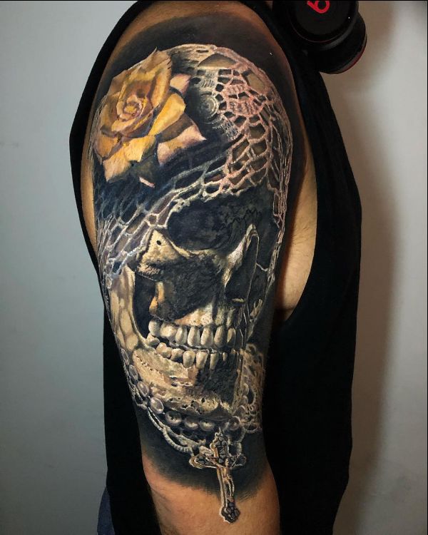 3d arm skulll tattoos