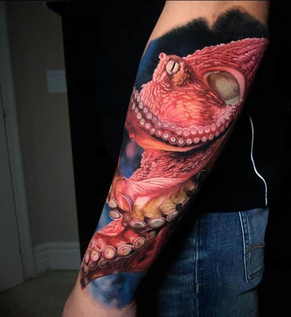 color octopus arm tattoos