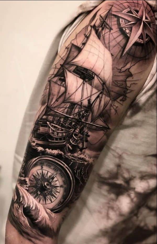 compass tattoos on arm