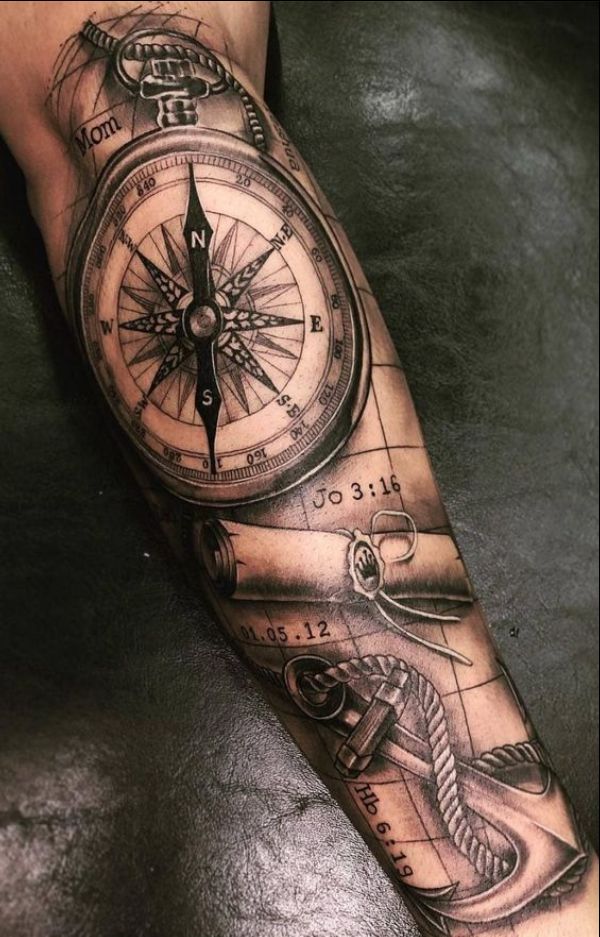 compass arm tattoos