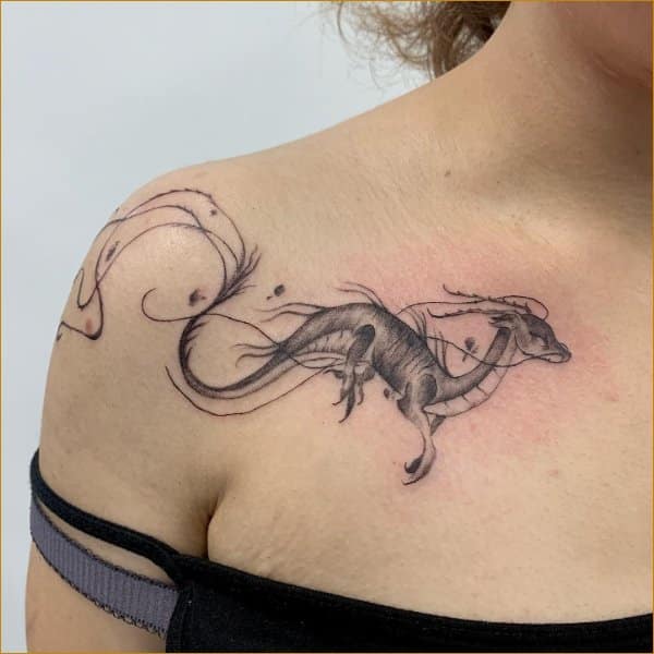 Best dragon collar bone tattoos