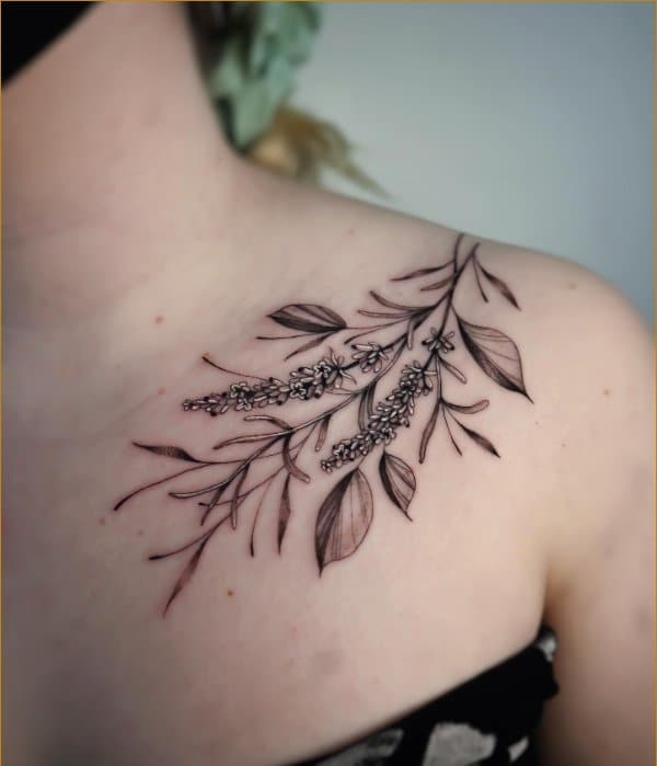 Best leaf collar bone tattoos