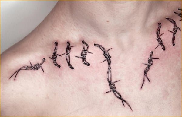 Best barbed wire collar bone tattoos