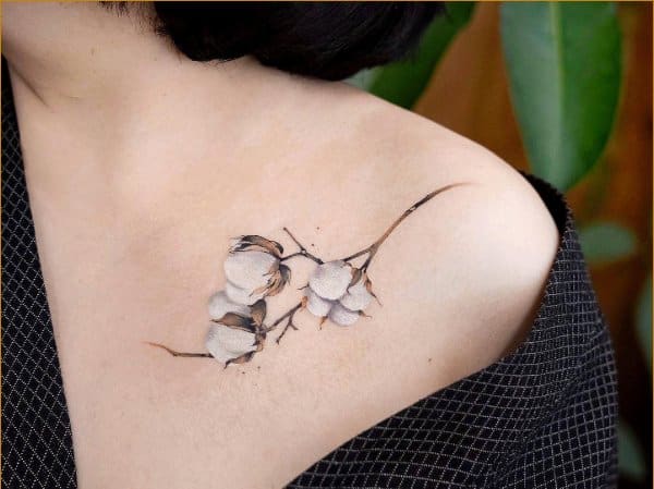 Collarbone Watercolor Flower tattoo at theYoucom