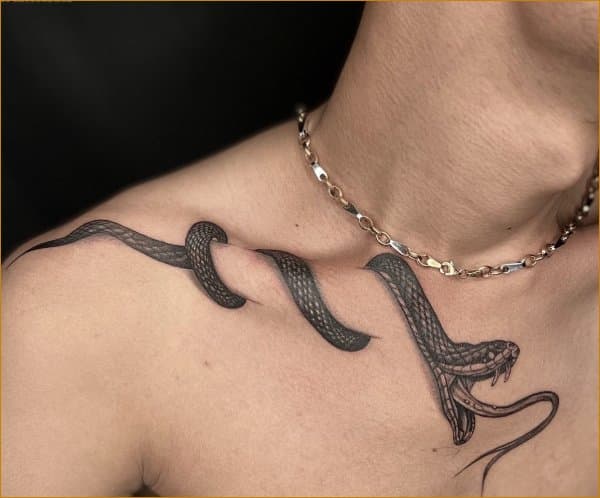 snake collar bone tattoos