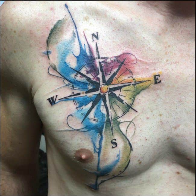 watercolor compass tattoos