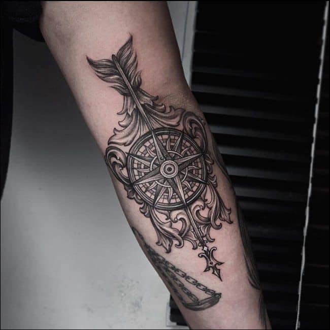 compass with arrow tattoos