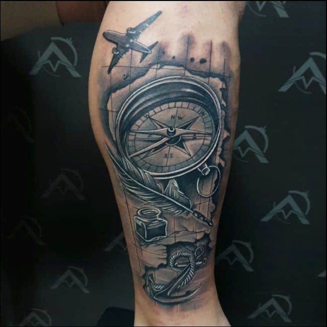 compass tattoos abstract