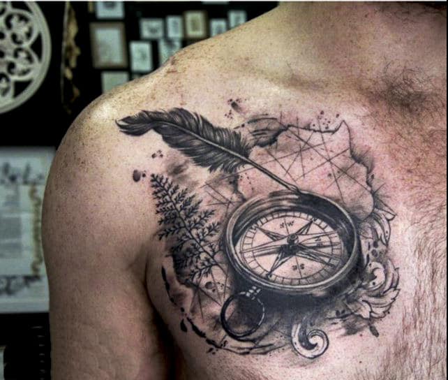 chest tattoos compass