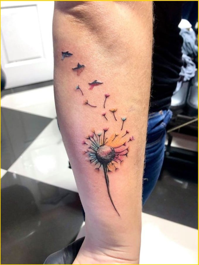 Best dandelion tattoos watercolor