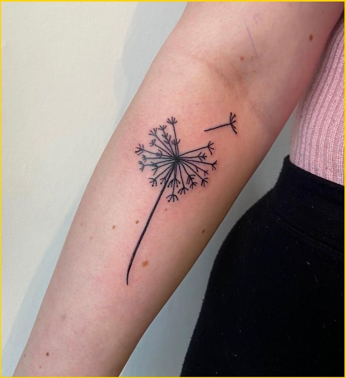 Best dandelion tattoos on forearms