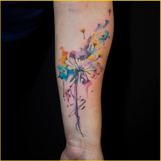 watercolor Best dandelion tattoos