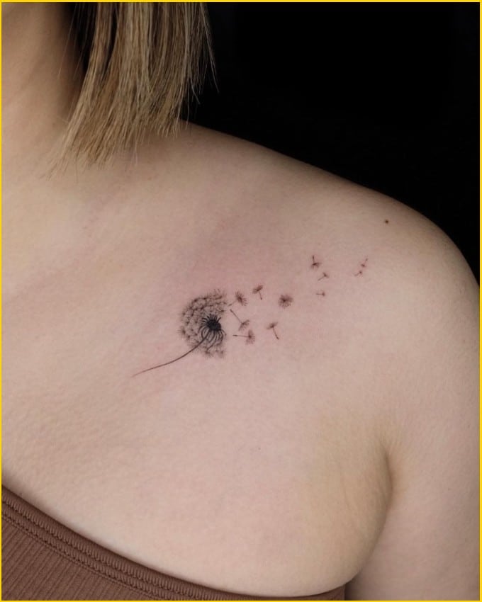 Best dandelion tattoos on collarbone
