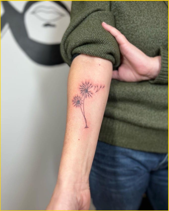 Best dandelion tattoos on forearms