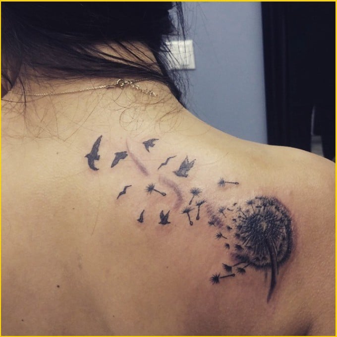 Best dandelion tattoos on back