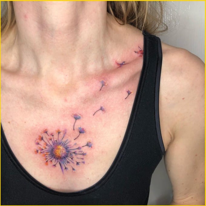 Best dandelion tattoos chest 