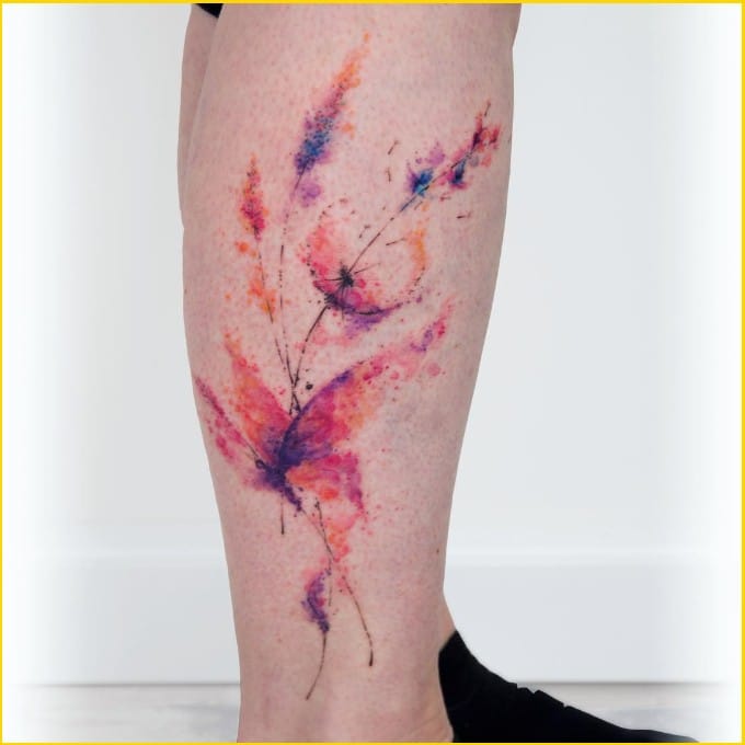 watercolor dandelion tattoos