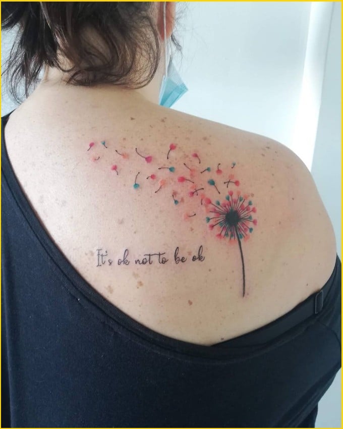 unique dandelion tattoo with quote