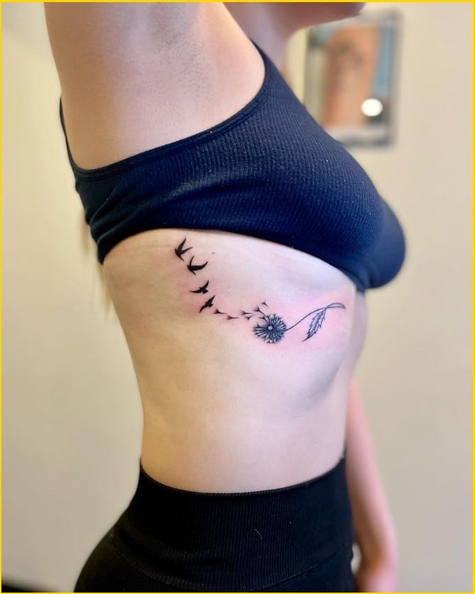 dandelion tattoo with birds