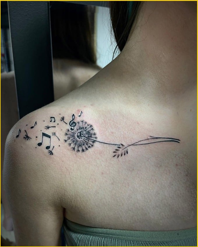 Best dandelion tattoos collarbone