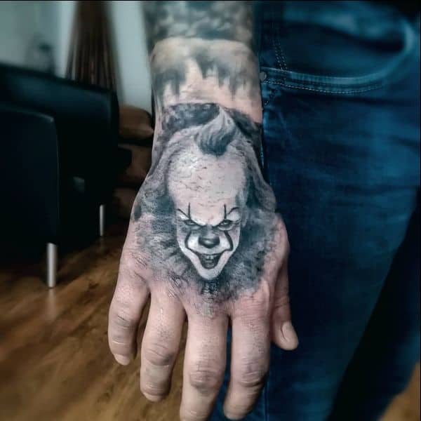 clown hand tattoos