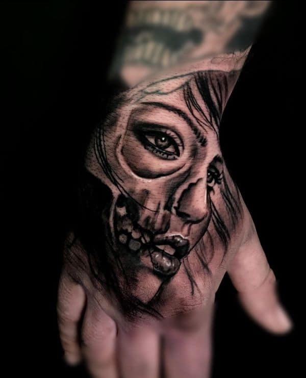face hand tattoos
