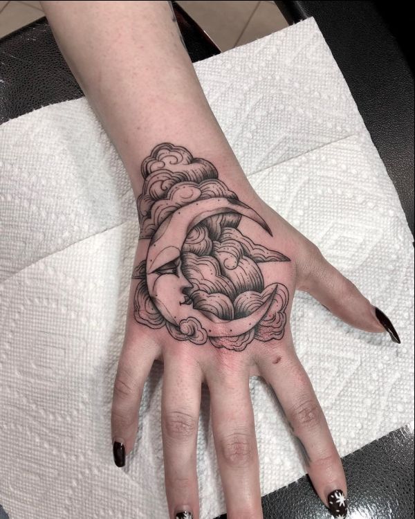half moon tattoos for hands