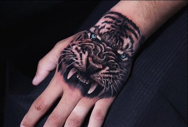 tiger tattoos on hands