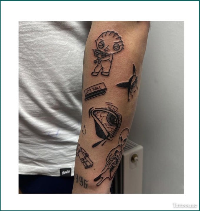 arm patchwork tattoos 