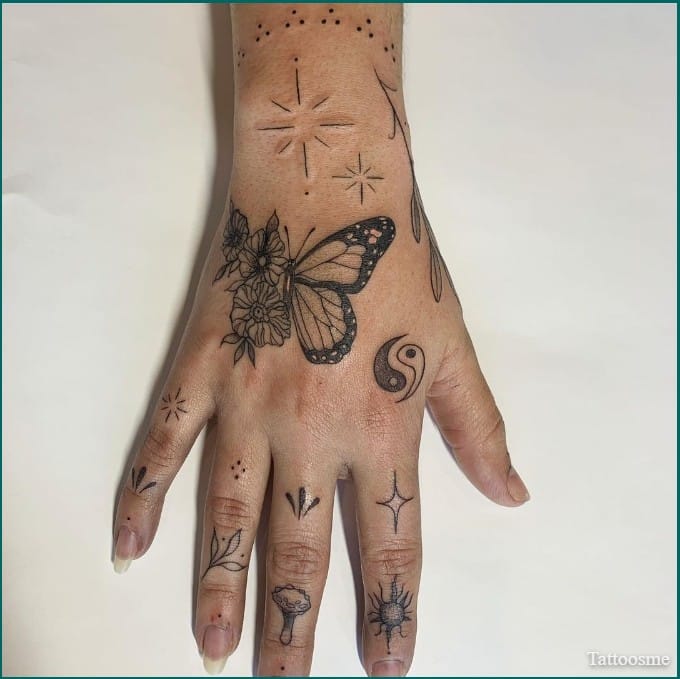 patchwork tattoos woman