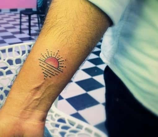 sun tattoo for wrist