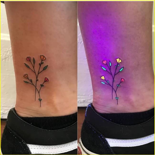 uv flower tattoos for legs