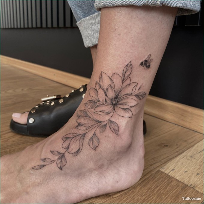 flower foot tattoo