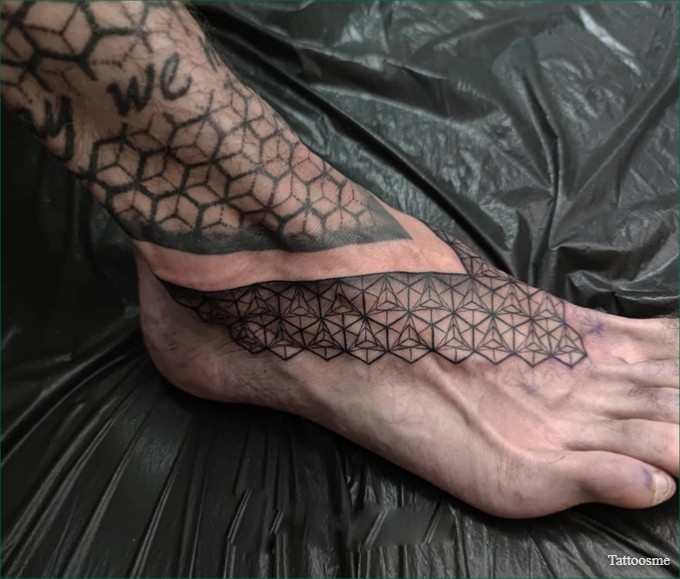 geometric foot tattoo 
