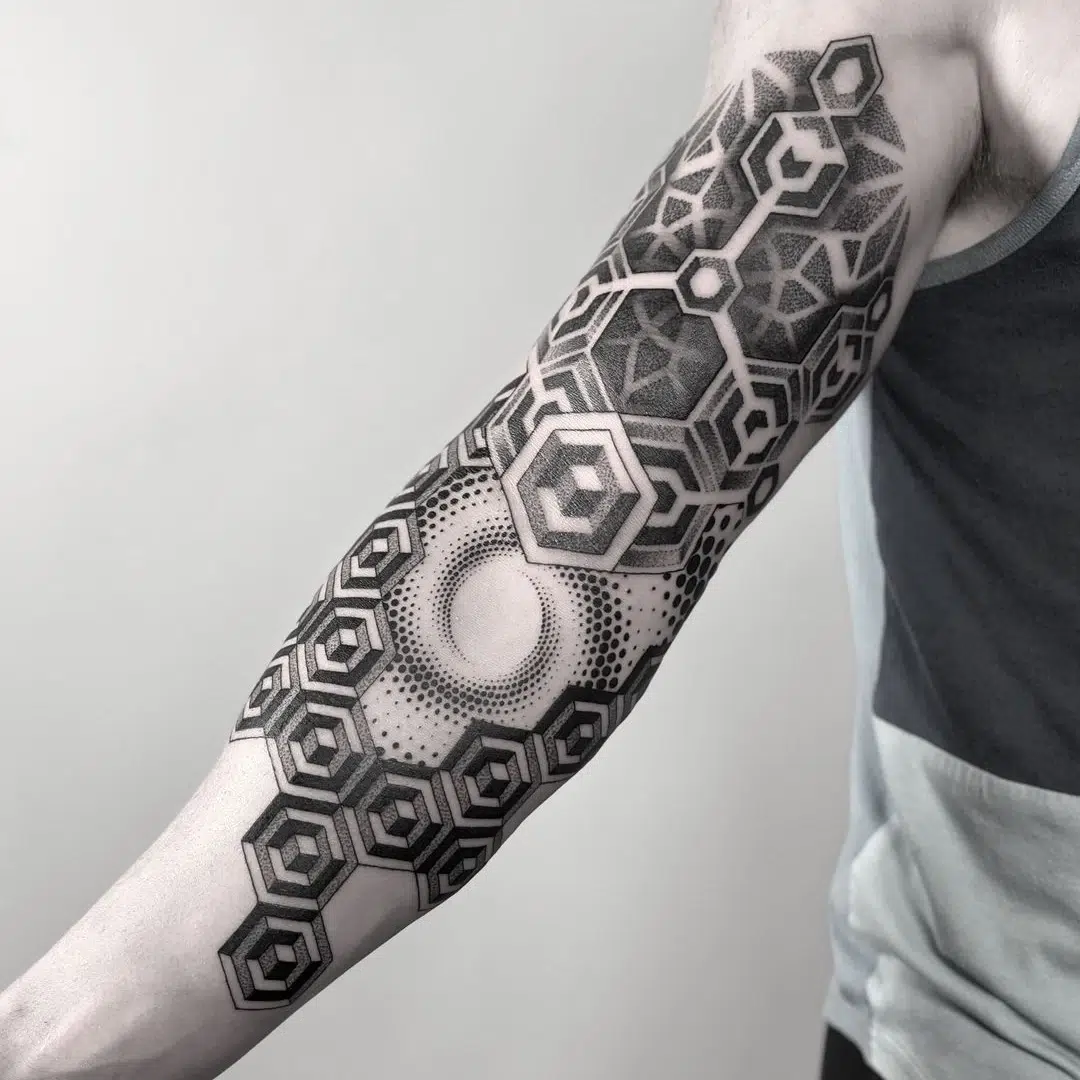 geometric forearm tattoos for men